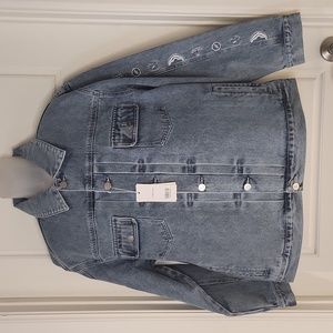 Sprayground Jean Jacket with Embroidered Logo Sleeves